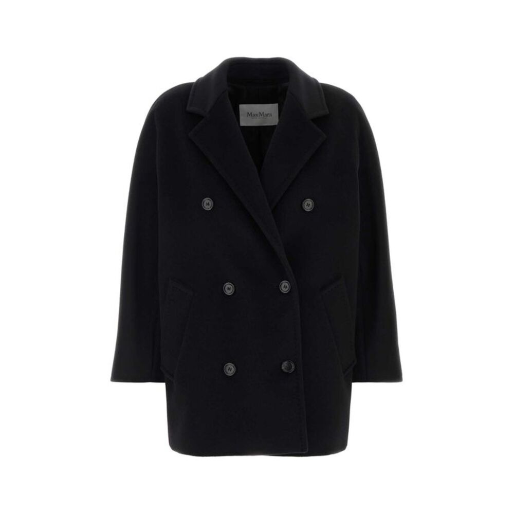 Max Mara Women Black Wool Blend Rebus Coat